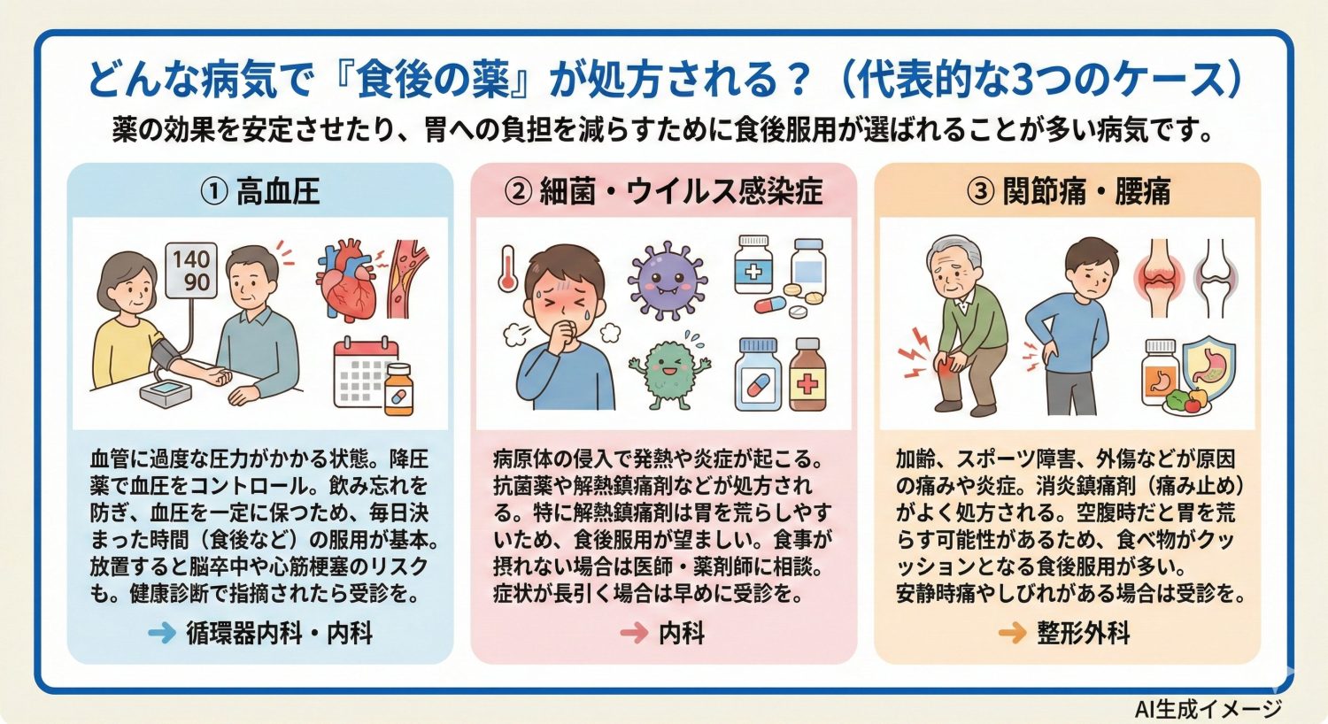 どんな病気を発症すると食後の薬を処方される?