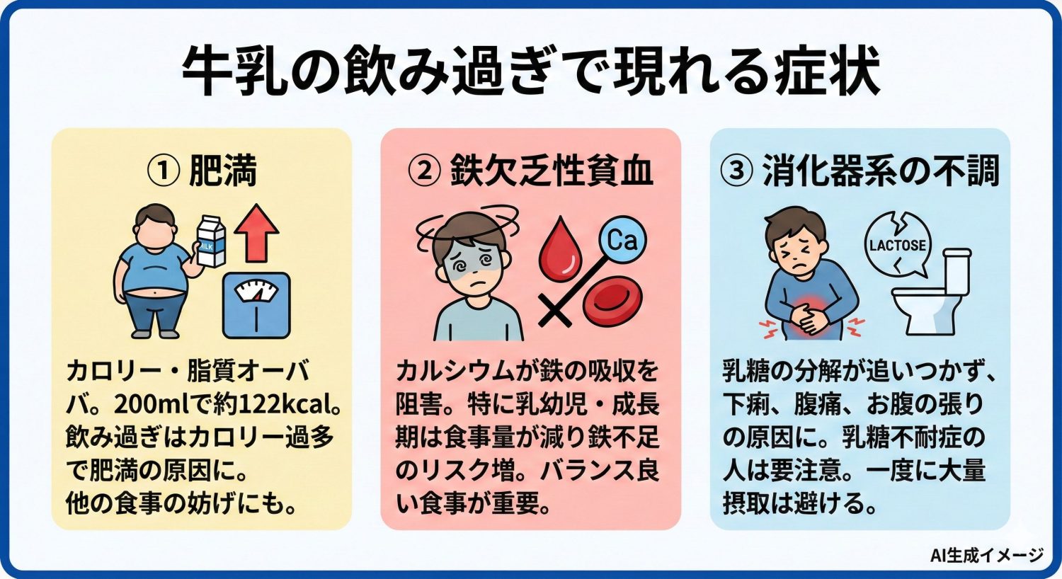 牛乳の飲み過ぎで現れる症状