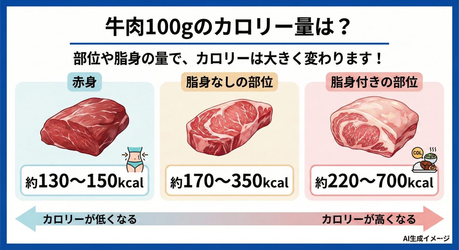 牛肉100gのカロリー量は?