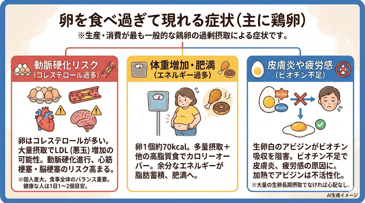 卵を食べ過ぎて現れる症状