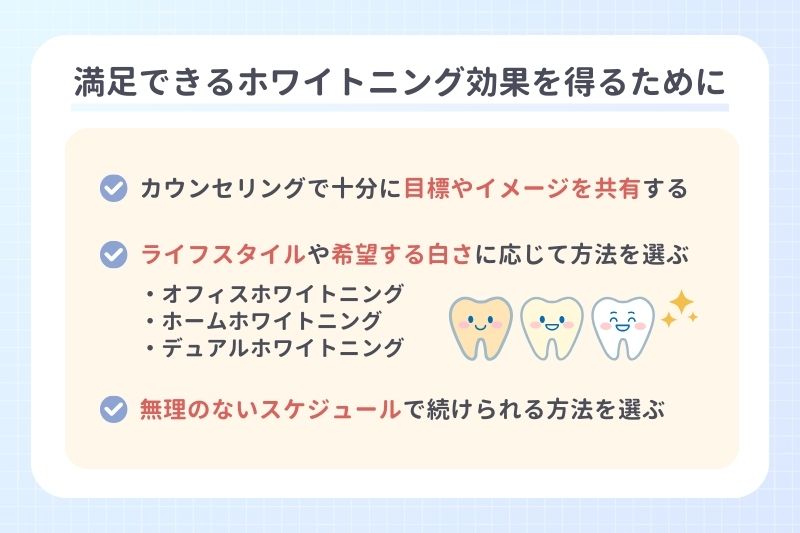 満足できるホワイトニング効果を得るために