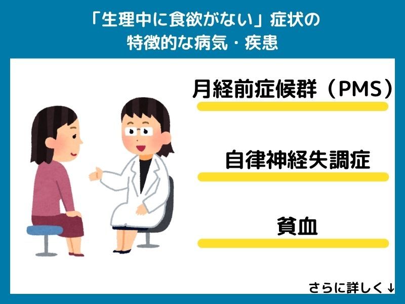 「生理中に食欲がない」症状が特徴的な病気・疾患