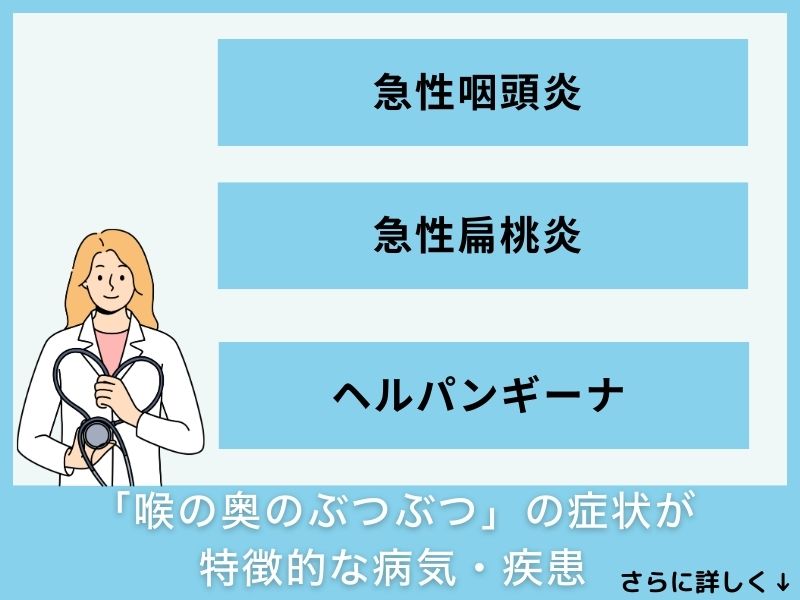 「喉の奥のぶつぶつ」の症状が特徴的な病気・疾患