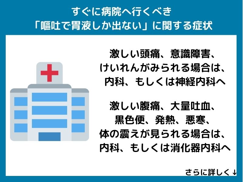 すぐに病院へ行くべき「嘔吐で胃液しか出ない」に関する症状