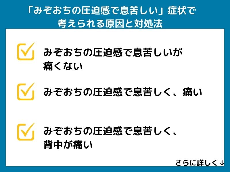 「みぞおちの圧迫感で息苦しい」症状で考えられる病気と対処法