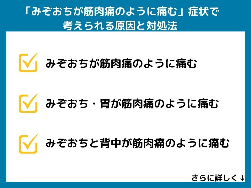 「みぞおちが筋肉痛のように痛む」症状で考えられる病気と対処法