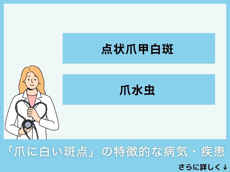 「爪に白い斑点」の特徴的な病気・疾患