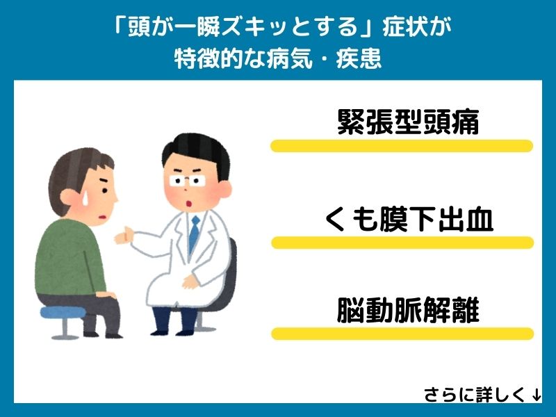 「頭が一瞬ズキッとする」症状が特徴的な病気・疾患
