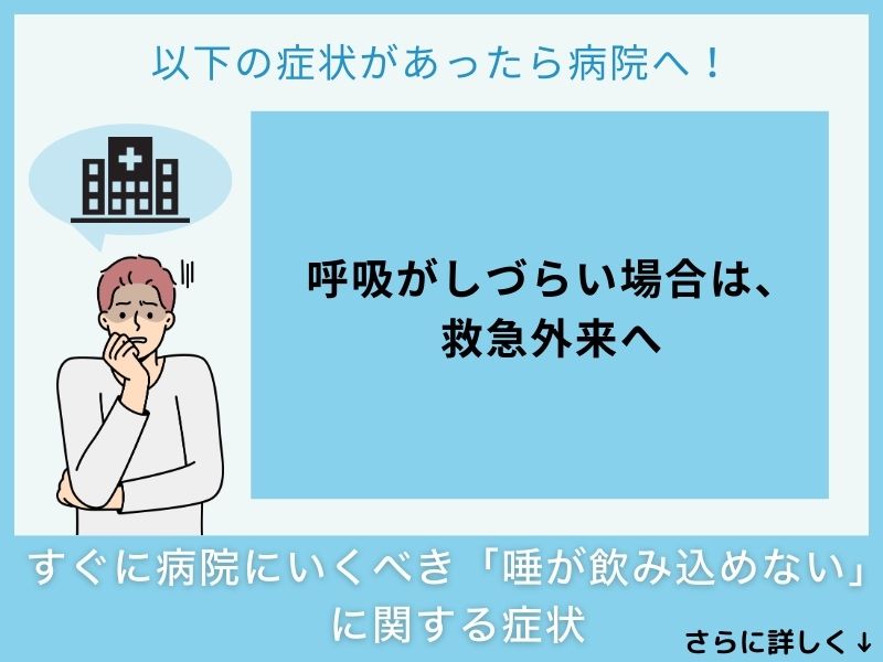 すぐに病院へ行くべき「唾が飲み込めない」に関する症状