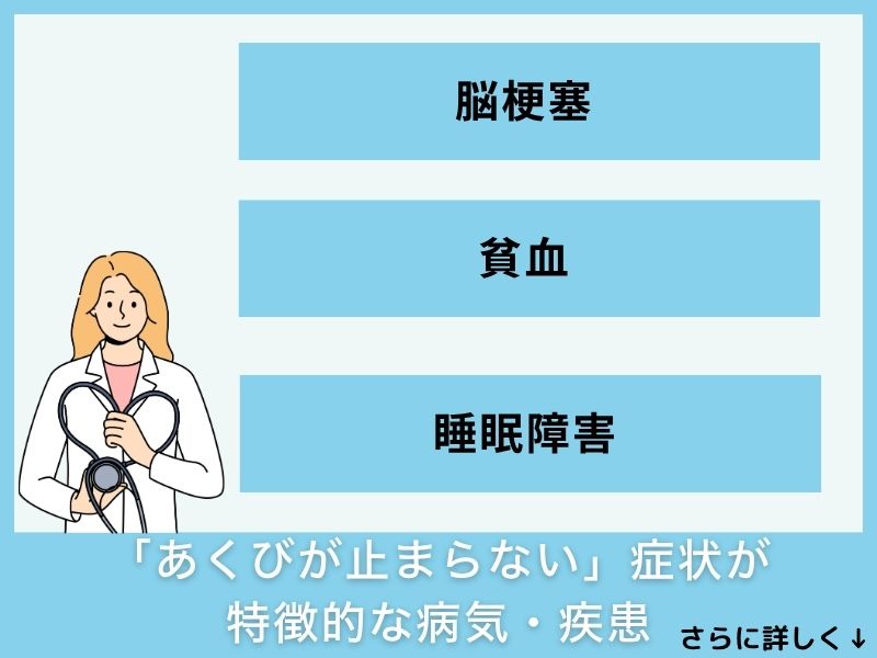 「あくびが止まらない」症状が特徴的な病気・疾患