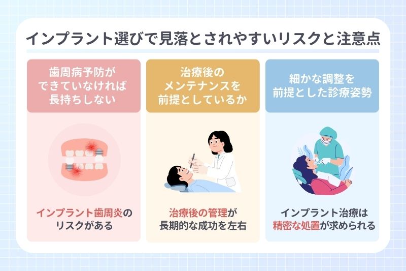 インプラント選びで見落とされやすいリスクと注意点