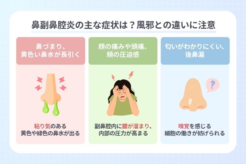 鼻副鼻腔炎の主な症状は？風邪との違いに注意