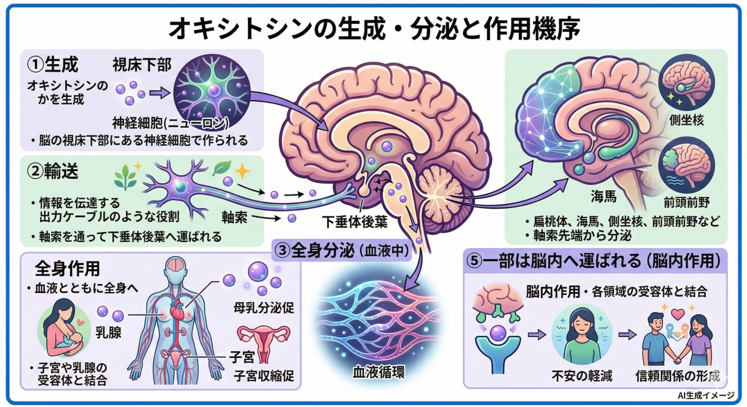 オキシトシンはどこから分泌されるの？
