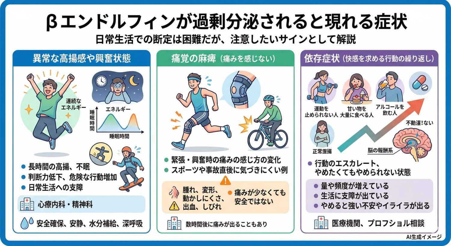 βエンドルフィンが過剰分泌されると現れる症状