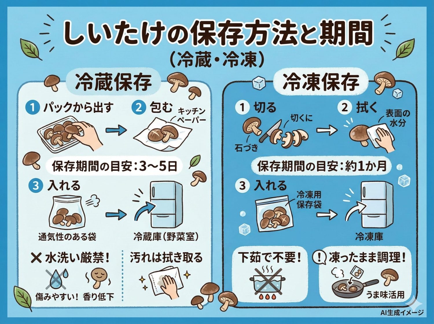 しいたけの保存方法