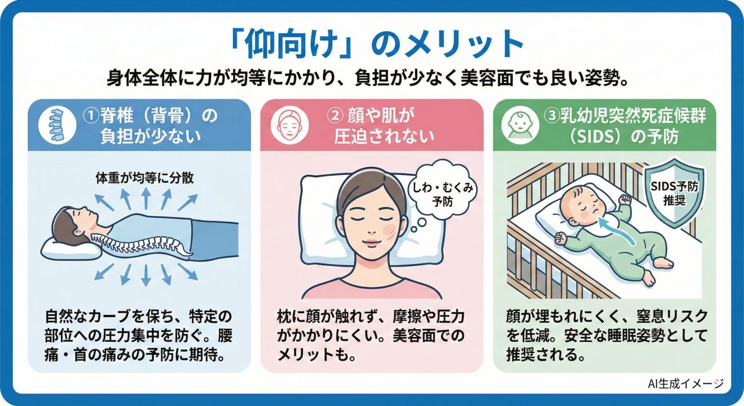 「仰向け」のメリット