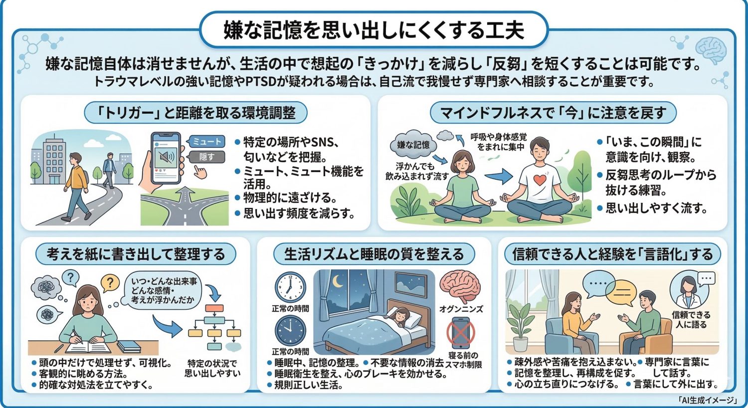 嫌な記憶を思い出しにくくする工夫