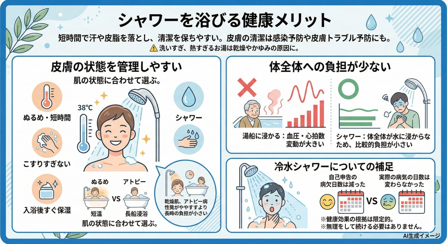 シャワーを浴びる健康メリット