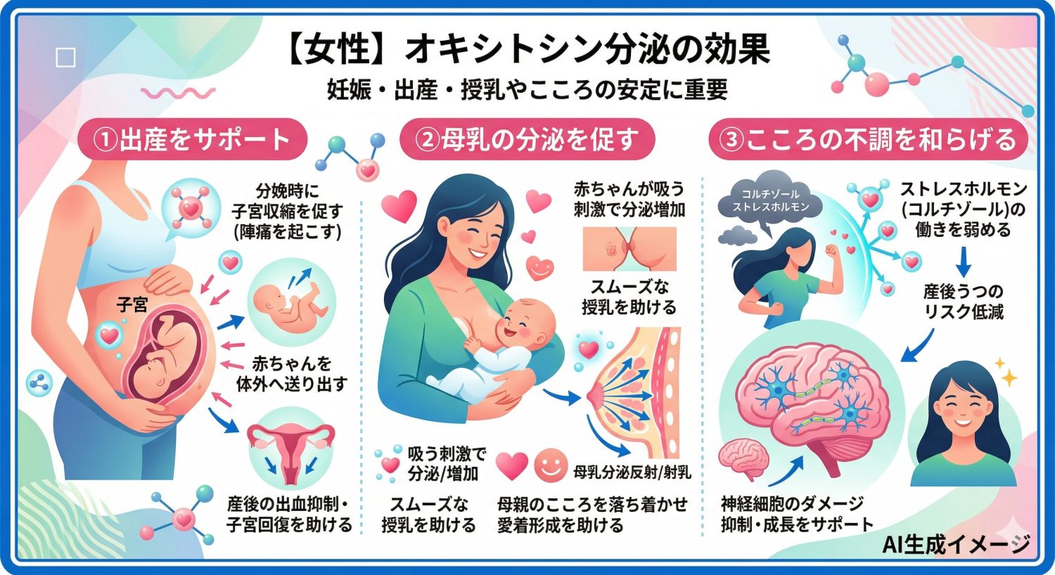 【女性】オキシトシンが分泌されるとどんな効果がある？
