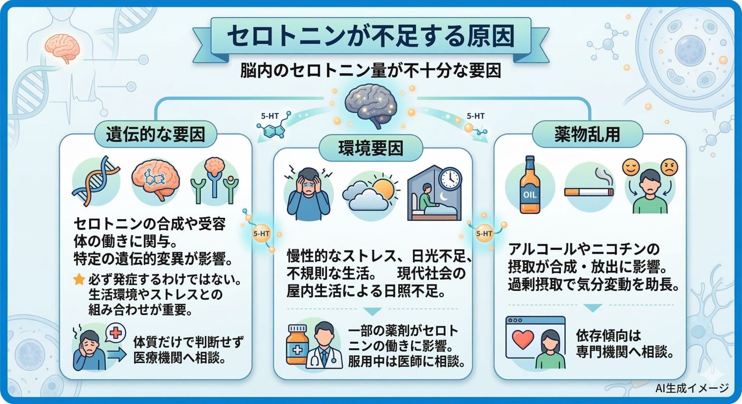 セロトニンが不足する原因