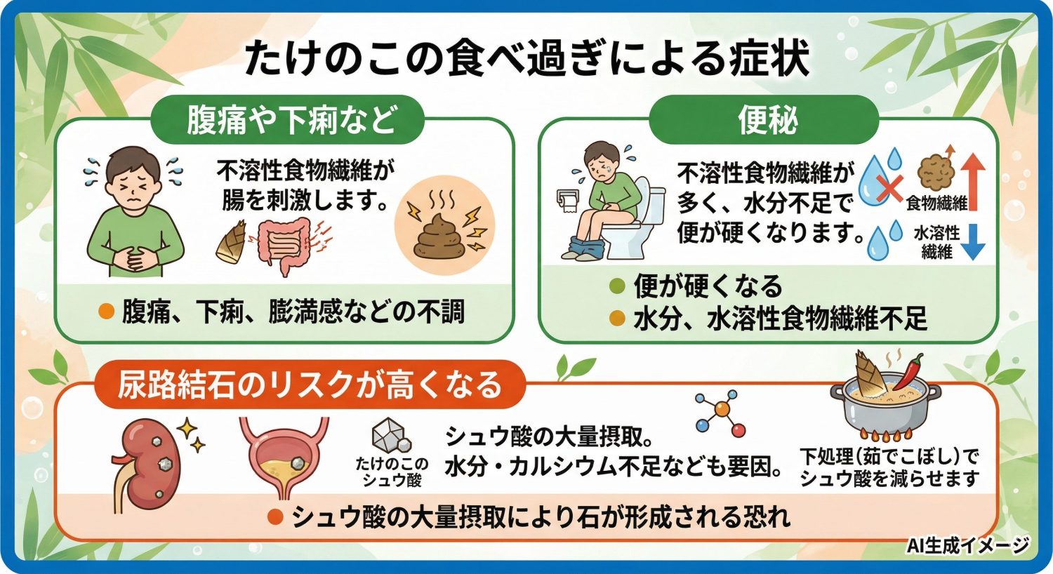 たけのこを食べ過ぎて現れる症状