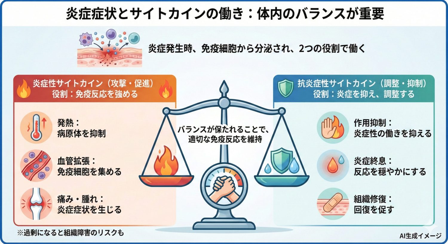 炎症症状があるとサイトカインはどんな働きをする?
