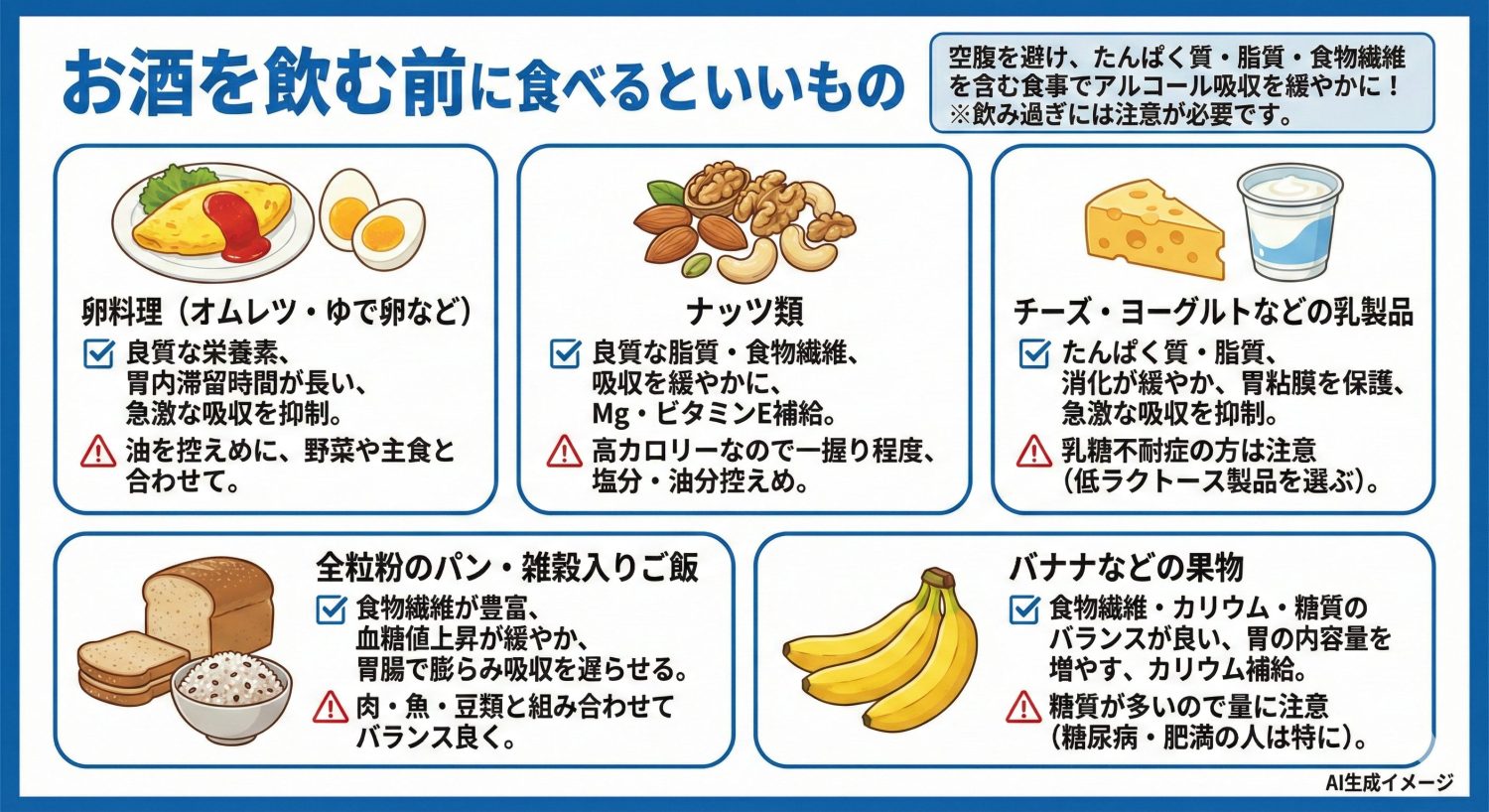 お酒を飲む前に食べるといいもの