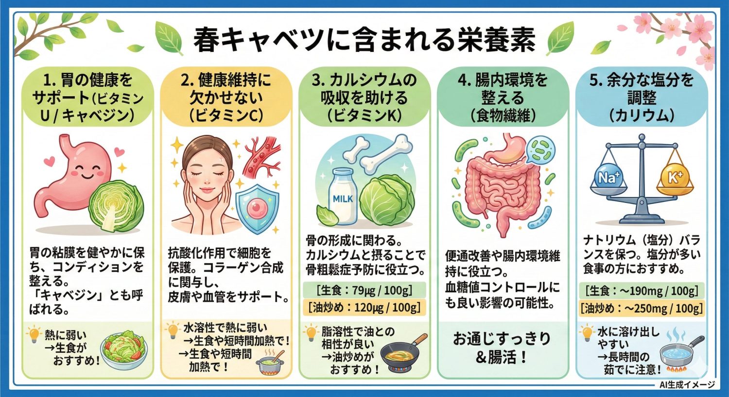 春キャベツに含まれる栄養素