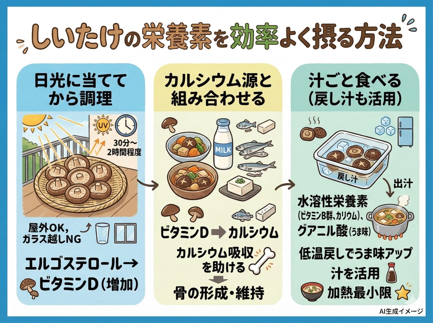 しいたけの栄養素を効率的に摂取する方法