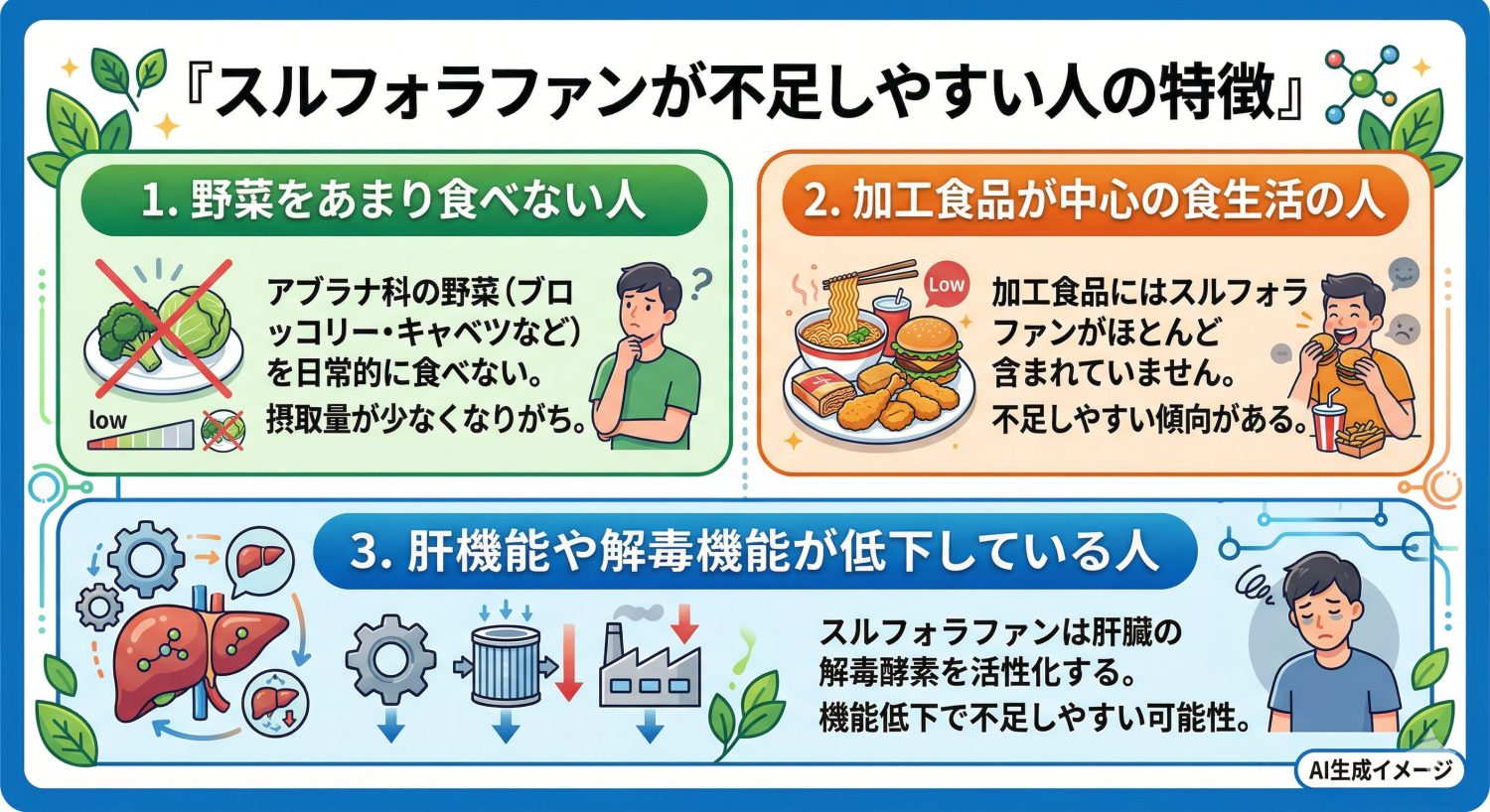 スルフォラファンが不足しやすい人の特徴