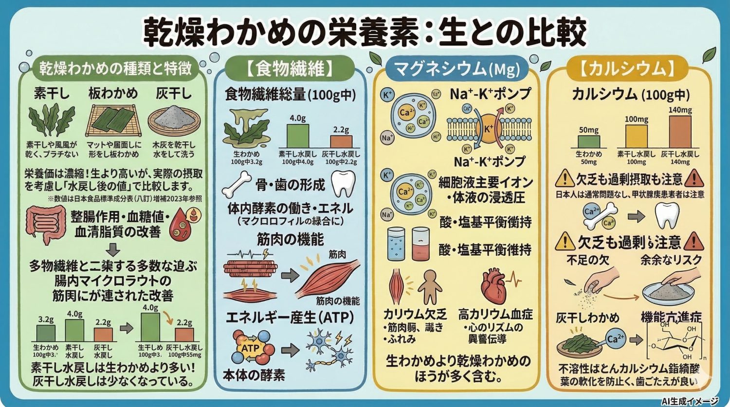 乾燥わかめと加工による違い