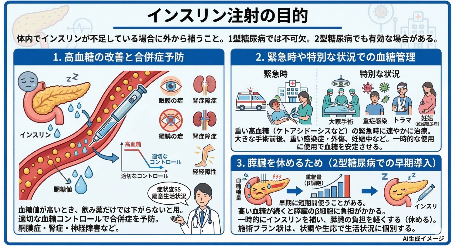 インスリン注射はどのような目的で行う？