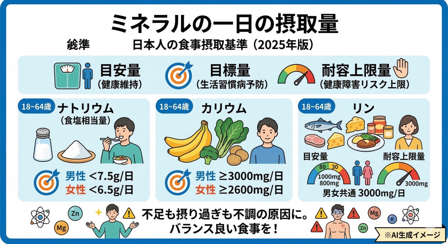 ミネラルの一日の摂取量