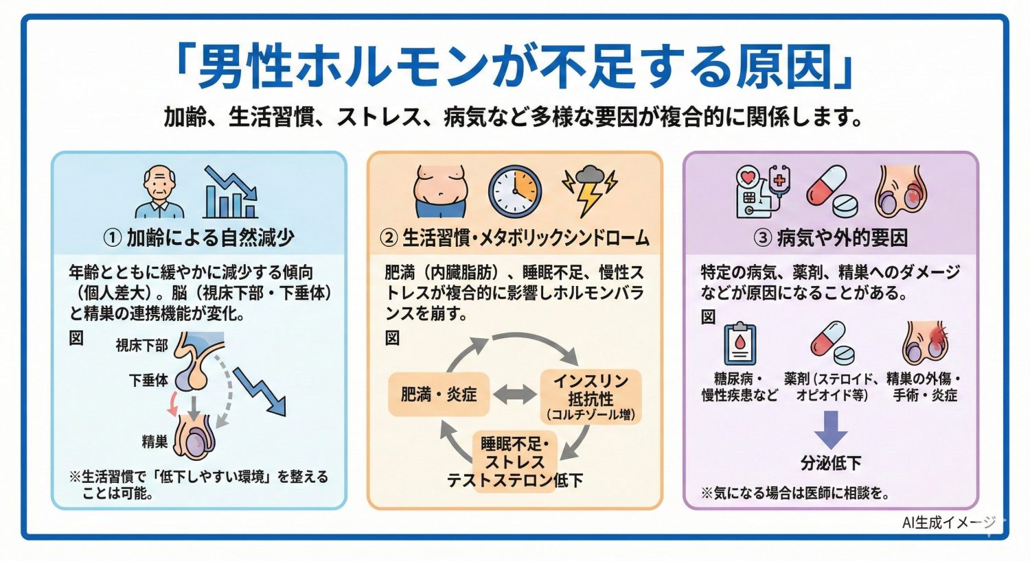 男性ホルモンが不足する原因