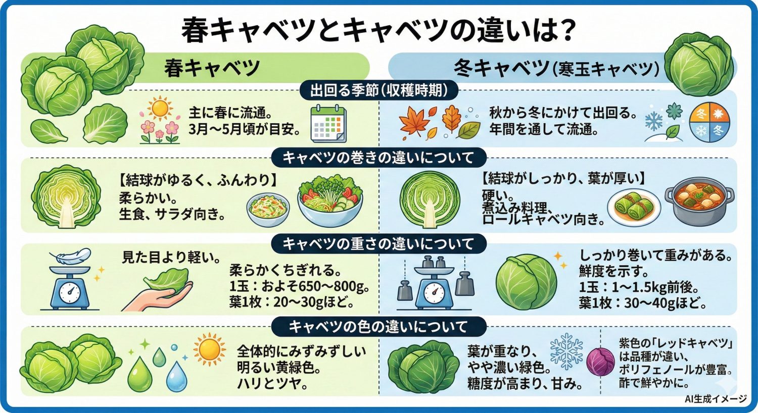 春キャベツとキャベツの違いは?