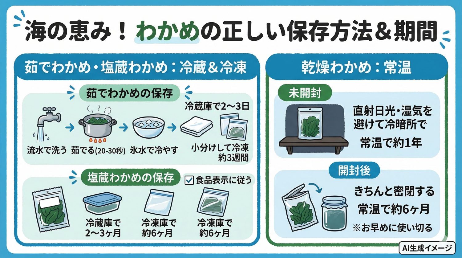 わかめの保存方法や期間