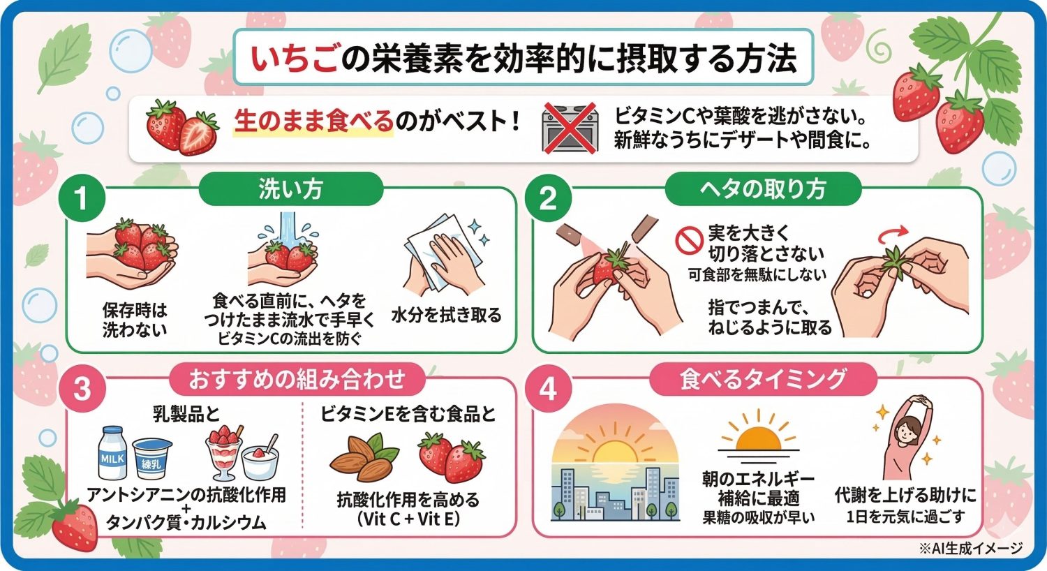 いちごの栄養素を効率的に摂取する方法