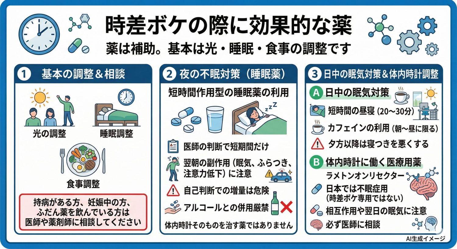 時差ボケの際に効果的な薬