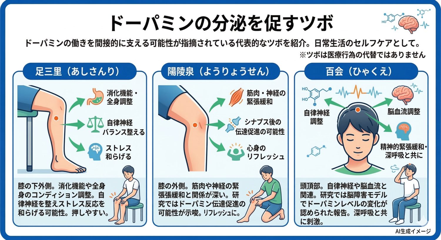 ドーパミンの分泌を促すツボ