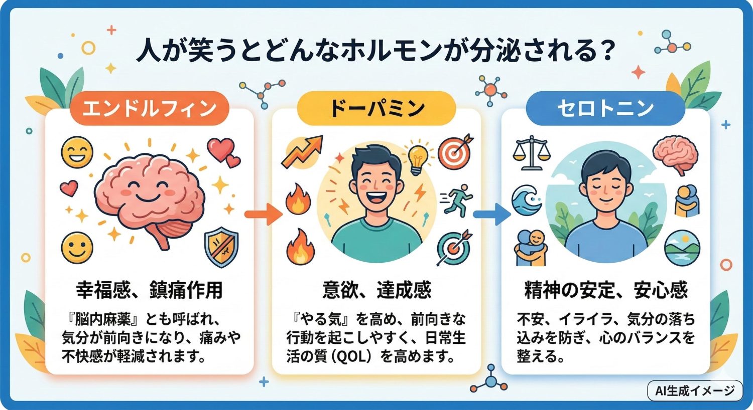人が笑うとどんなホルモンが分泌される？
