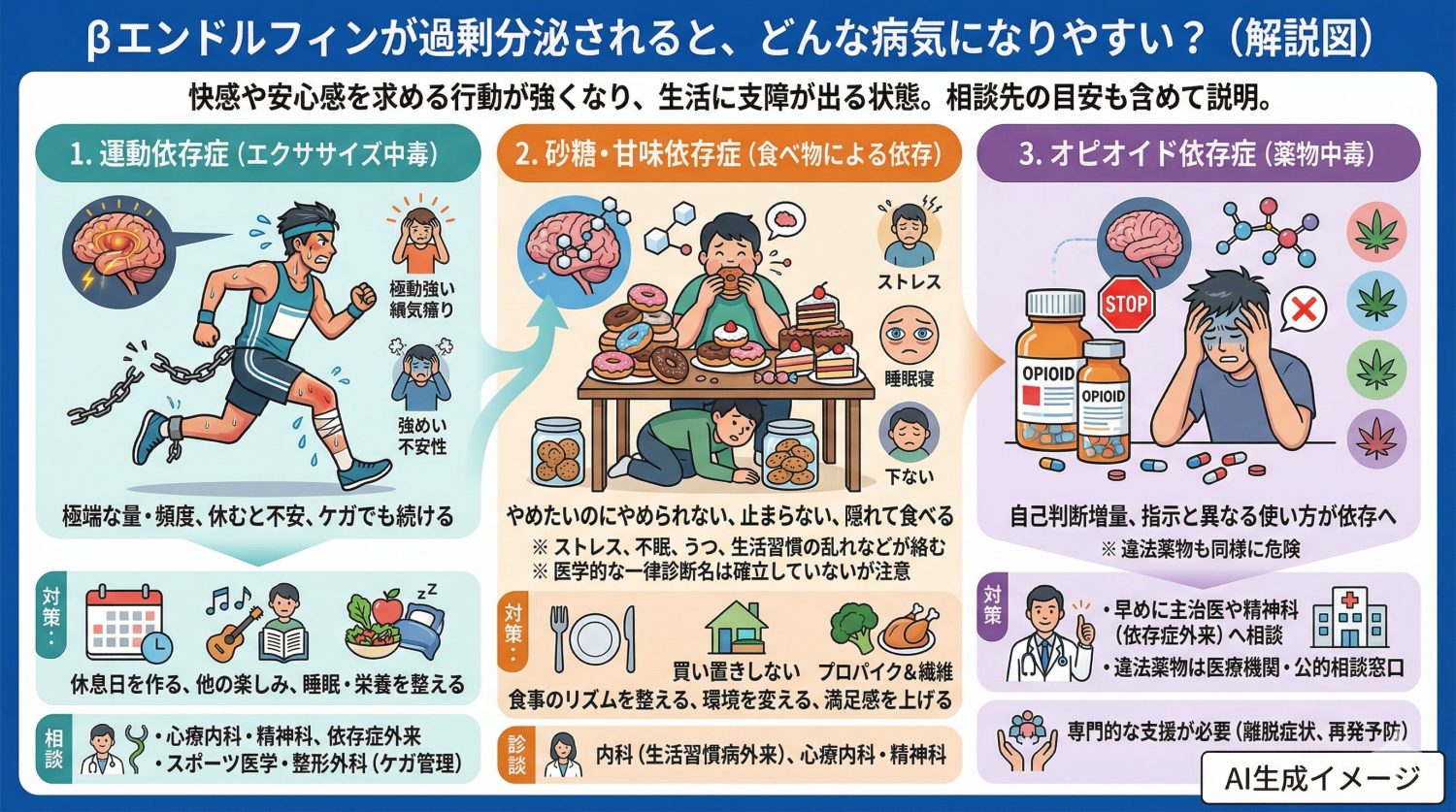 βエンドルフィンが過剰分泌されるとどんな病気になりやすい？