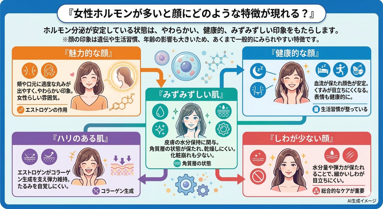 女性ホルモンが多いと顔にどのような特徴が現れる？
