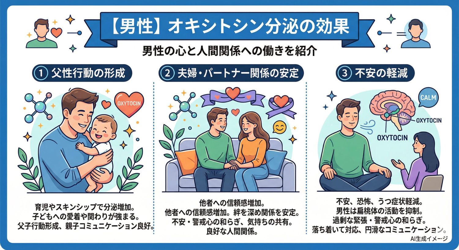 【男性】オキシトシンが分泌されるとどんな効果がある？