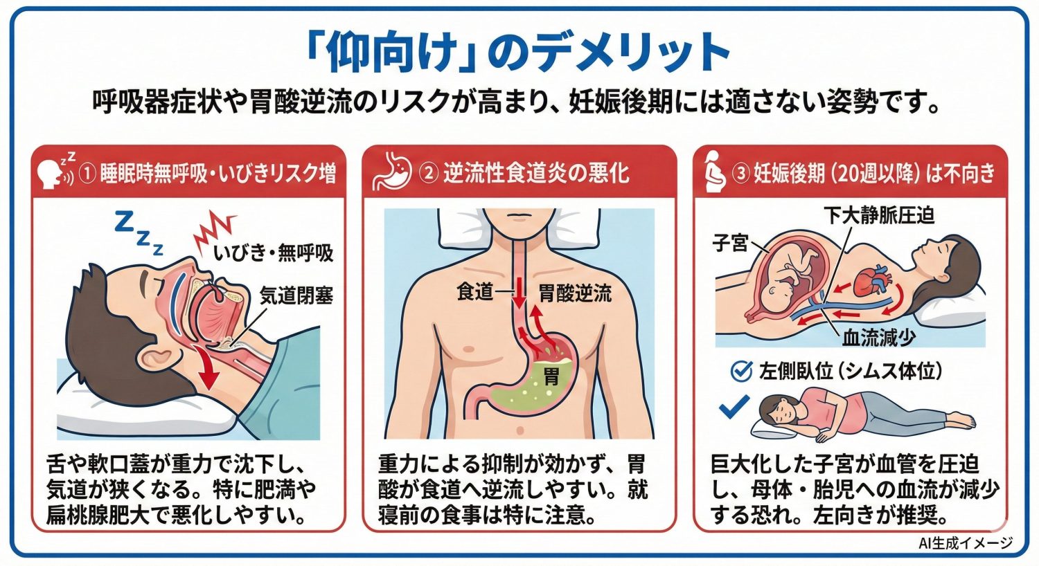 「仰向け」のデメリット