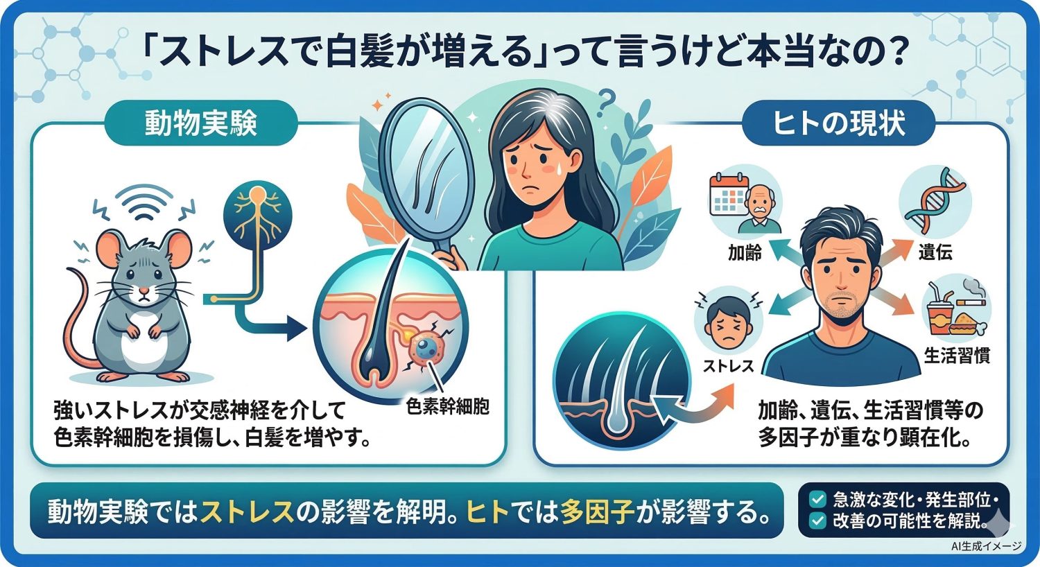 「ストレスで白髪が増える」って言うけど本当なの？