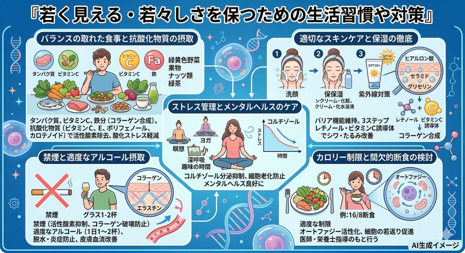若く見える・若々しさを保つための生活習慣や対策