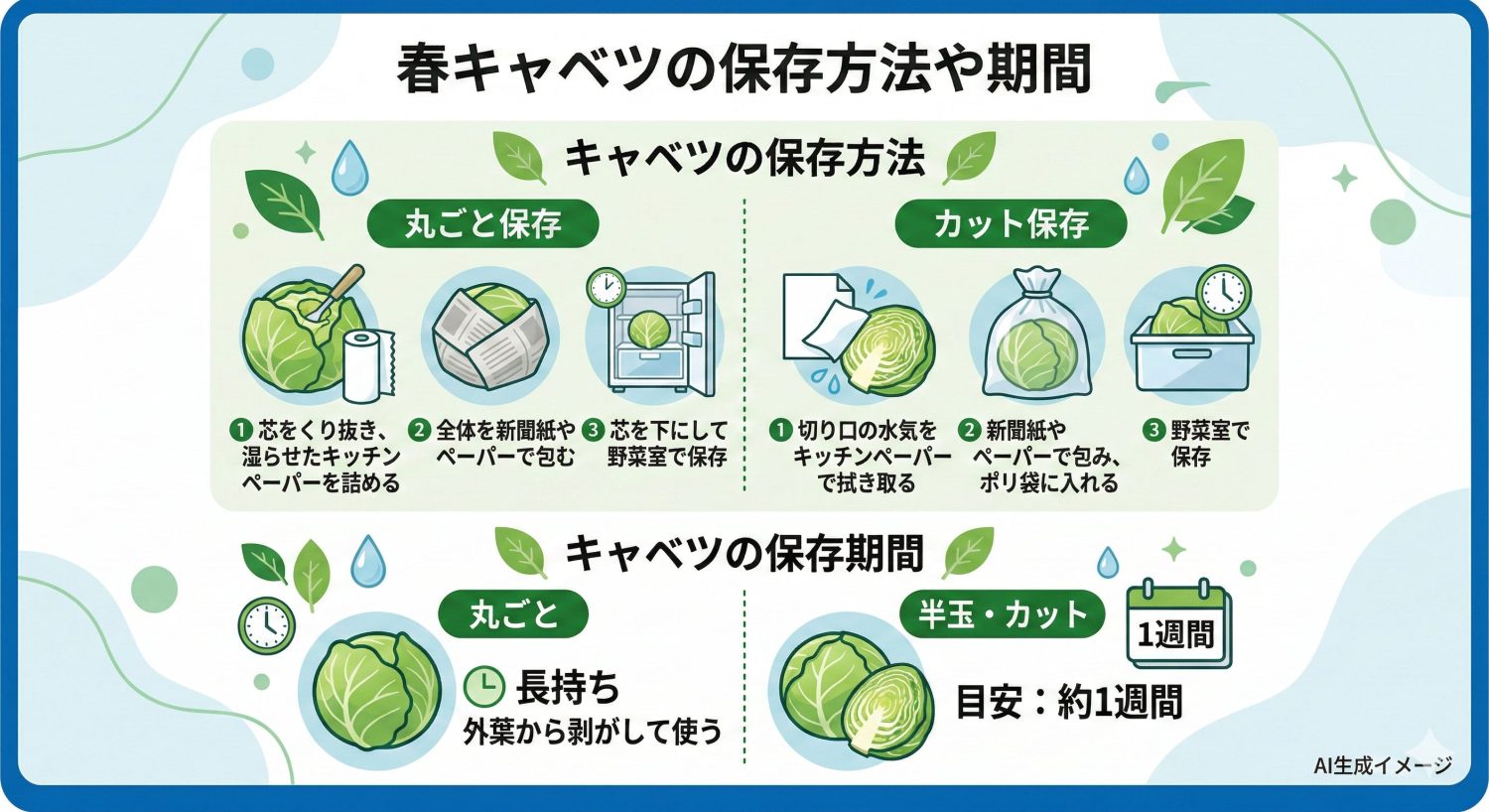 春キャベツの保存方法や期間