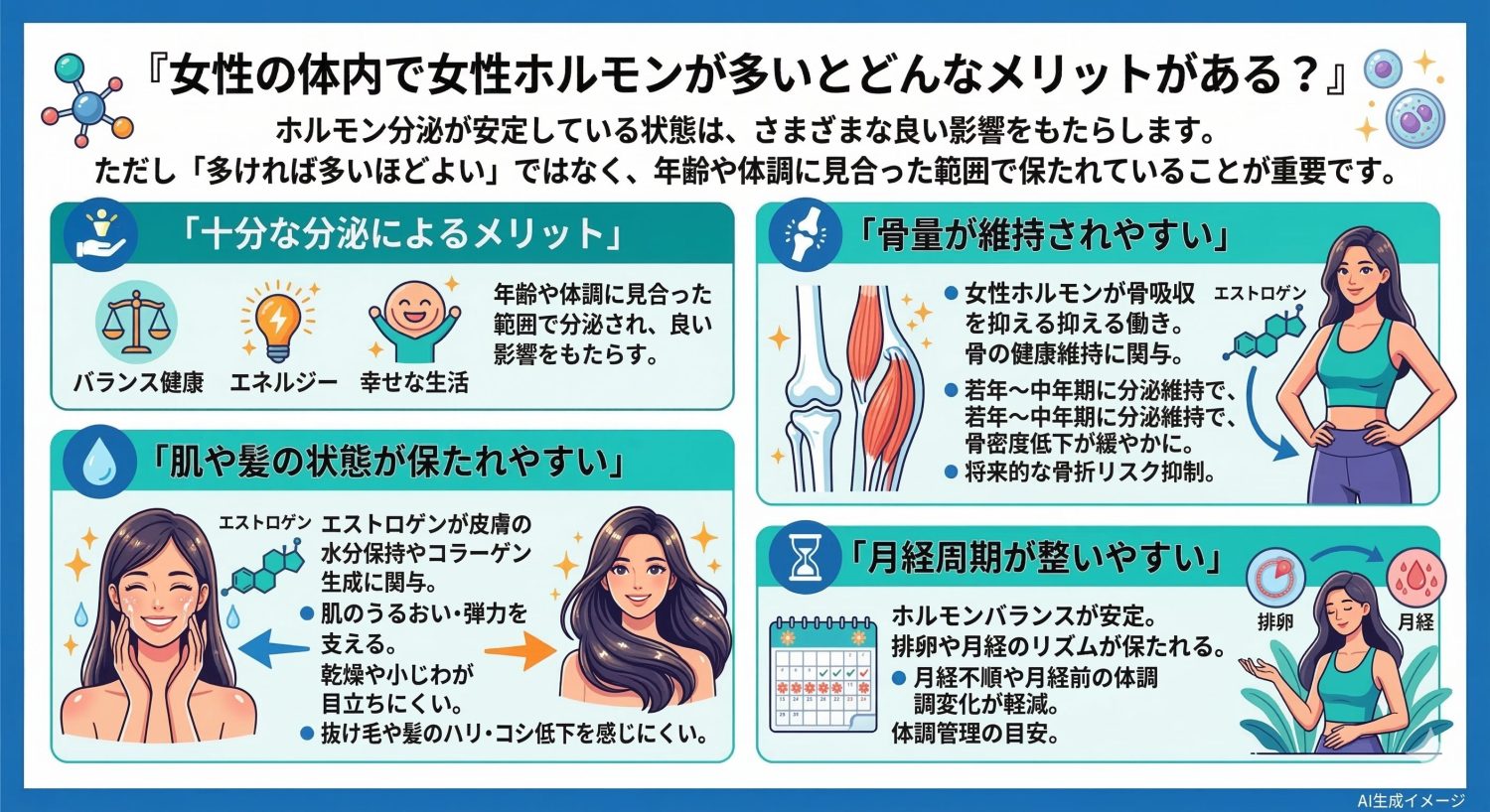 女性の体内で女性ホルモンが多いとどんなメリットがある？