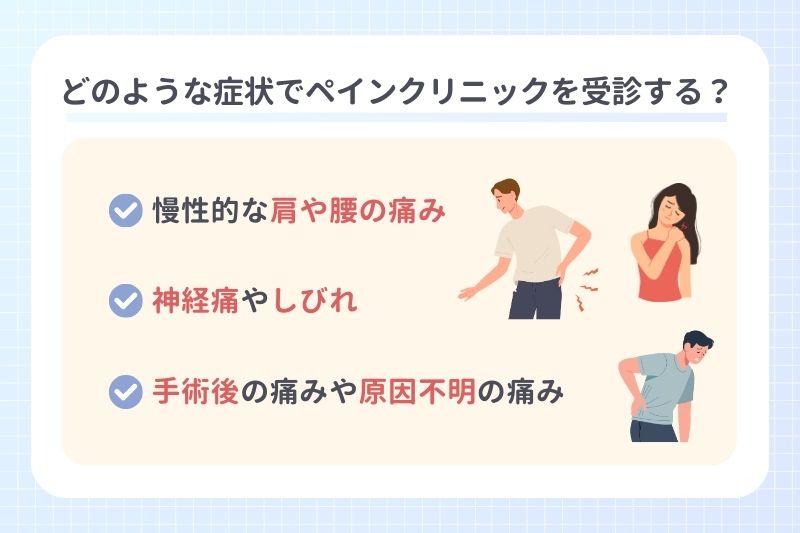 どのような症状でペインクリニックを受診する？