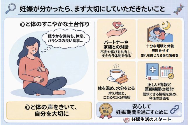 妊娠が分かったら、まず大切にしていただきたいこと
